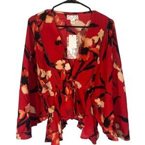 Band of the Free Red The High Priestess Floral Batwing Blouse Women Sz M